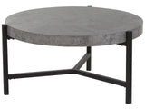 Coffee Table Grey Concrete Effect Top Black Metal Legs  70 cm Round Modern Industrial Living Room Beliani