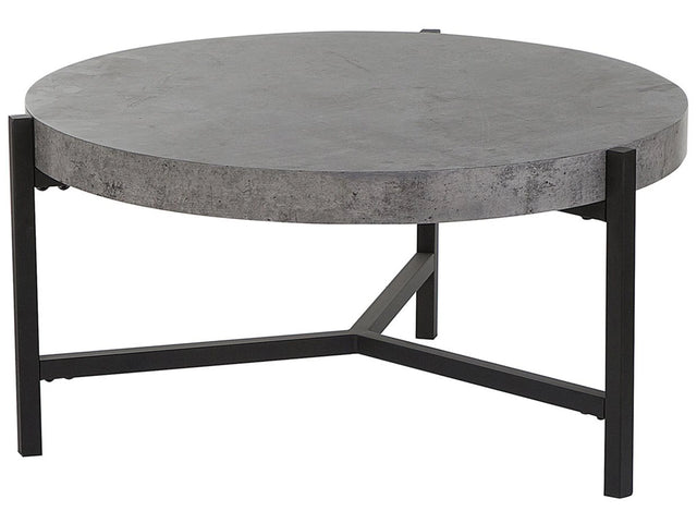 Coffee Table Grey Concrete Effect Top Black Metal Legs  70 cm Round Modern Industrial Living Room Beliani