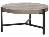Coffee Table Taupe Wood Top Black Metal Legs  70 cm Round Modern Industrial Living Room Beliani