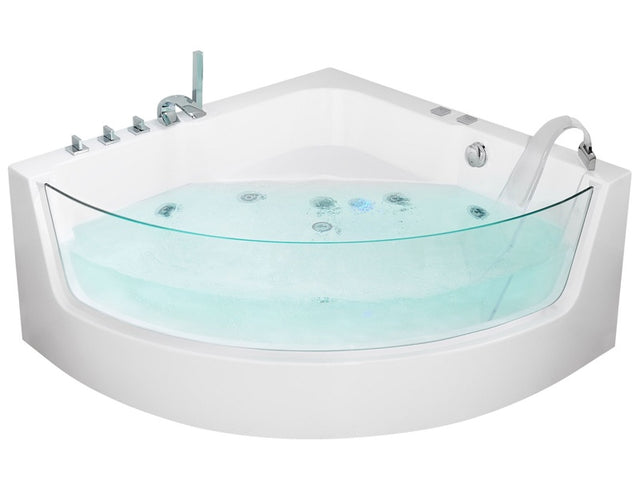 Corner Whirlpool Bath White Sanitary Acrylic with LED 4 Jest Modern Style Beliani