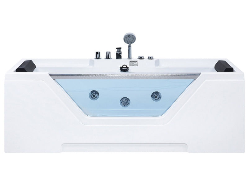 Straight Whirlpool Bath White Sanitary Acrylic Single 170 x 80 cm 6 Jet Rectangular Modern Style Beliani