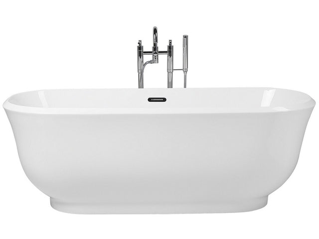 Freestanding Bath White Sanitary Acrylic Oval Single 170 x 77 cm Modern Design Beliani