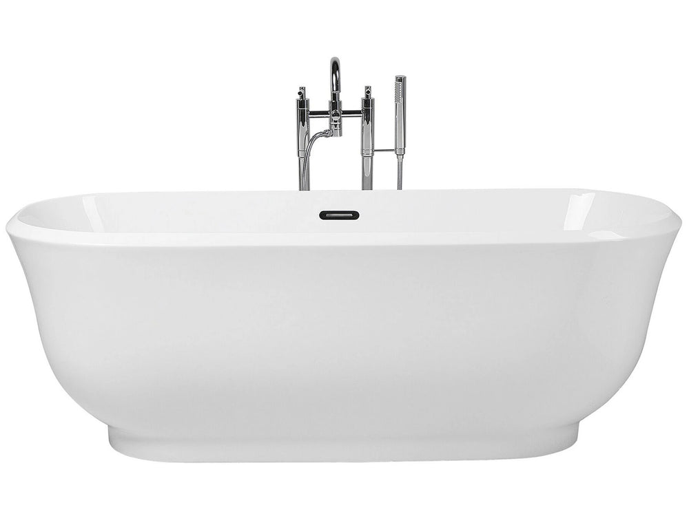 Freestanding Bath White Sanitary Acrylic Oval Single 170 x 77 cm Modern Design Beliani