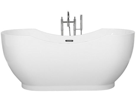 Freestanding Bath Glossy White Sanitary Acrylic Single 169 x 77 cm Oval Modern Design Beliani