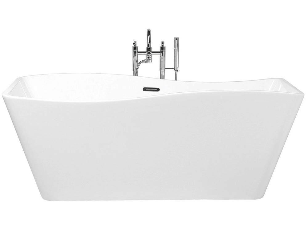 Freestanding Bath White Sanitary Acrylic Single 170 x 78 cm Wavy Rectangular Modern Design Beliani