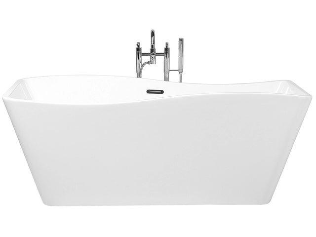 Freestanding Bath White Sanitary Acrylic Single 170 x 78 cm Wavy Rectangular Modern Design Beliani