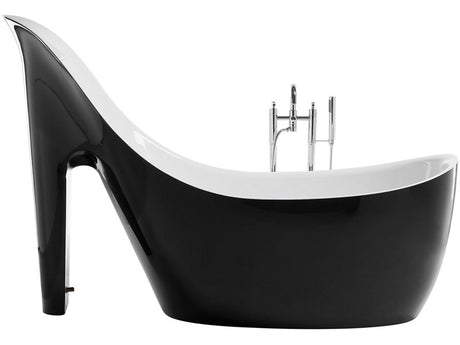 Freestanding Bath Black with White Sanitary Acrylic Single 180 x 80 cm Shoe Shape Modern Style Beliani