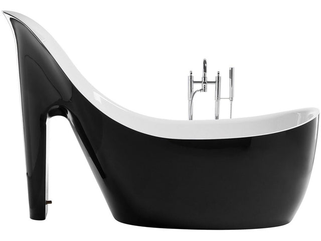 Freestanding Bath Black with White Sanitary Acrylic Single 180 x 80 cm Shoe Shape Modern Style Beliani