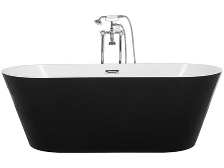 Freestanding Bath Black with White Sanitary Acrylic Single 170 x 70 cm Oval Modern Style Beliani