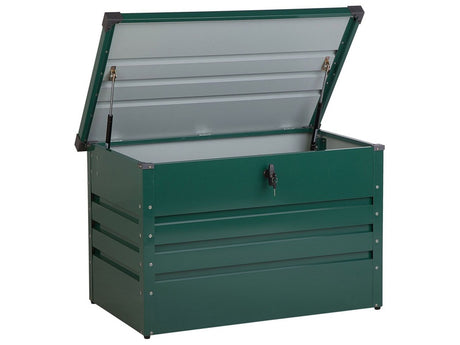 Outdoor Storage Box Green Galvanized Steel 300 L Industrial Garden Beliani