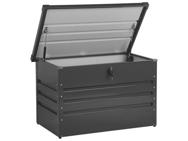 Outdoor Storage Box Grey Galvanized Steel 300 L Industrial Garden Beliani