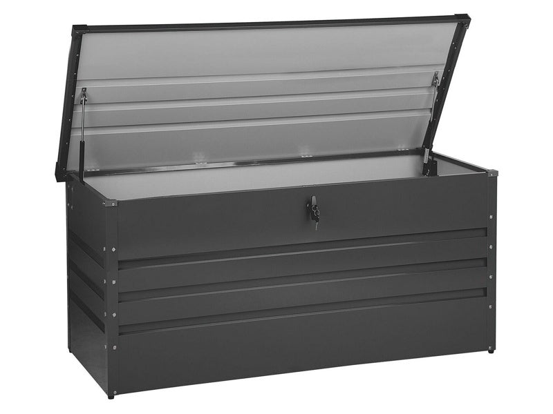 Outdoor Storage Box Grey Galvanized Steel 400 L Industrial Garden Beliani