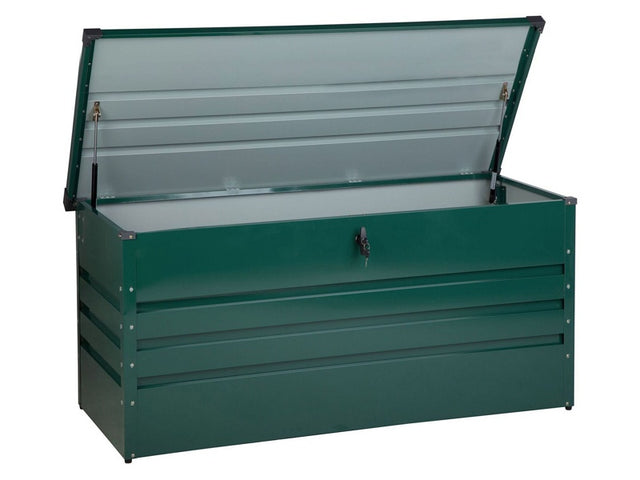 Outdoor Storage Box Green Galvanized Steel 400 L Industrial Garden Beliani