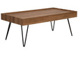 Coffee Table Brown Wood 100 x 60 cm Black Metal Hairpin Legs Rectangular Top with Raised Edges Industrial Modern Living Room Beliani