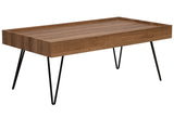 Coffee Table Brown Wood 100 x 60 cm Black Metal Hairpin Legs Rectangular Top with Raised Edges Industrial Modern Living Room Beliani