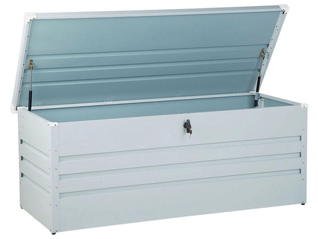 Outdoor Storage Box Light Grey Galvanized Steel 600 L Industrial Garden Beliani