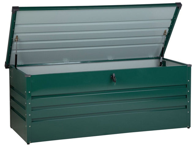 Outdoor Storage Box Green Galvanized Steel 600 L Industrial Garden Beliani