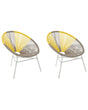Set of 2 Garden Chairs Beige with Yellow PE Rattan Papasan Modern Beliani