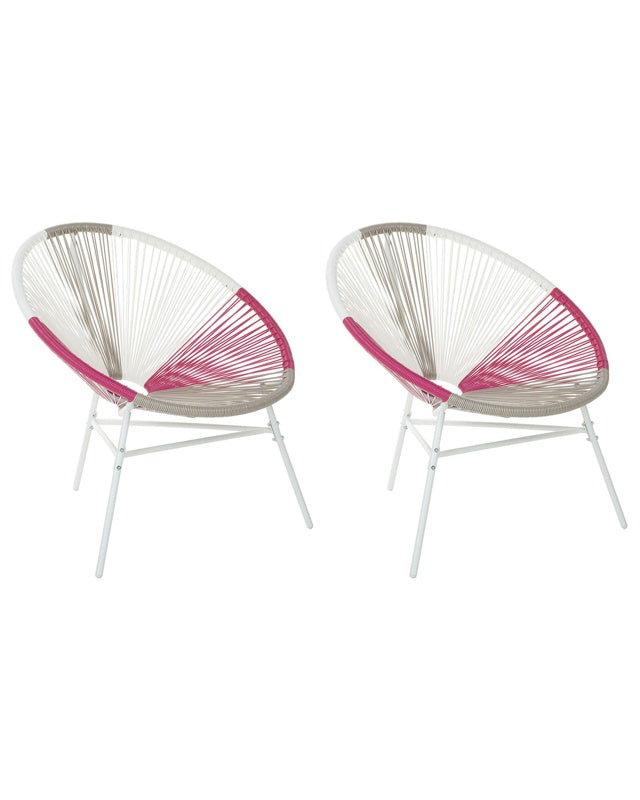 Set of 2 Garden Chairs Multicolour PE Rattan Papasan Modern Beliani