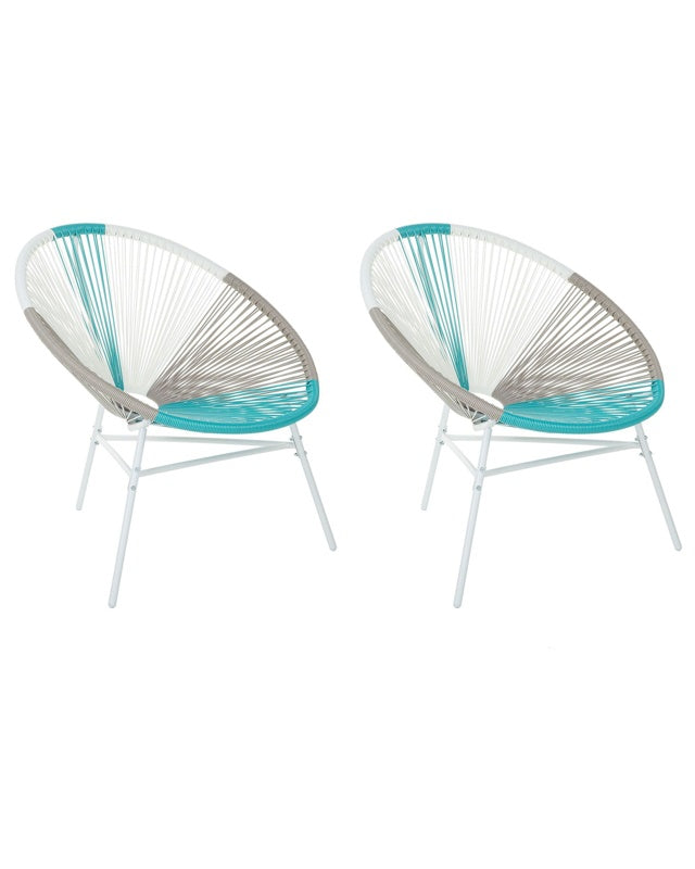 Set of 2 Garden Chairs Multicolour PE Rattan Papasan Modern Beliani