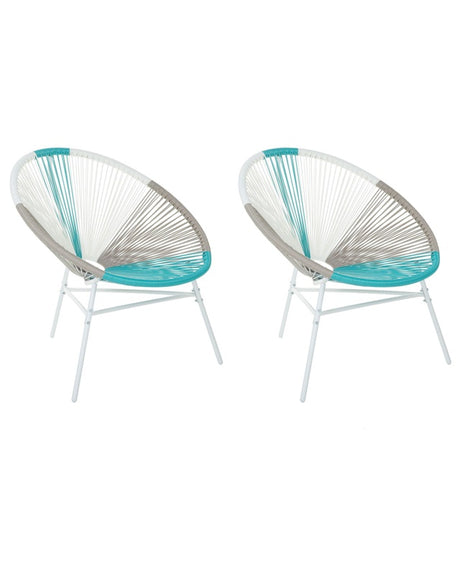 Set of 2 Garden Chairs Multicolour PE Rattan Papasan Modern Beliani