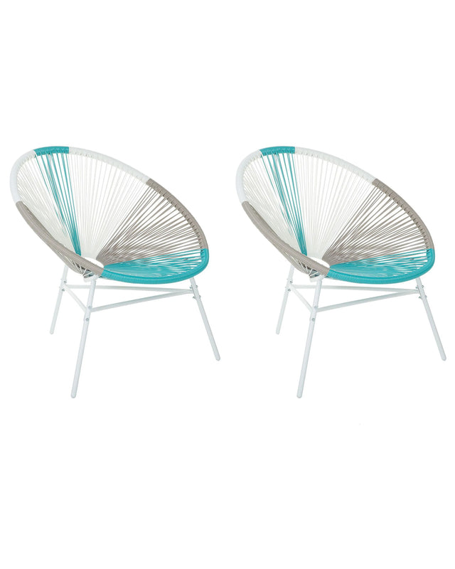 Set of 2 Garden Chairs Multicolour PE Rattan Papasan Modern Beliani