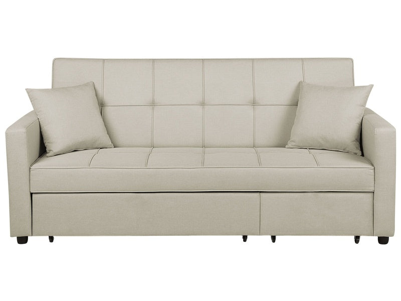 Sofa Bed Beige Sleeping Function Modern Upholstered Beliani