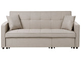 Sofa Bed Beige Sleeping Function Modern Upholstered Beliani