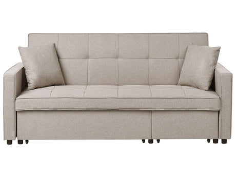 Sofa Bed Beige Sleeping Function Modern Upholstered Beliani