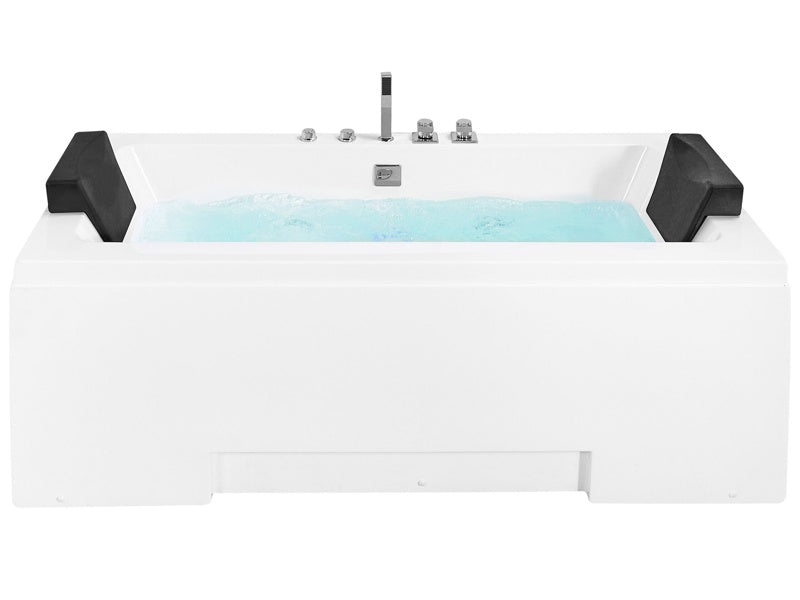 Whirlpool Bath White Sanitary 150 x 75 cm Rectangular Double 157 x 85 cm Massage Function Headrests Modern Design Beliani