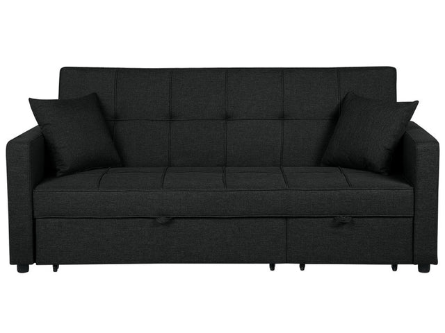 Sofa Bed Black Sleeping Function Modern Upholstered Beliani