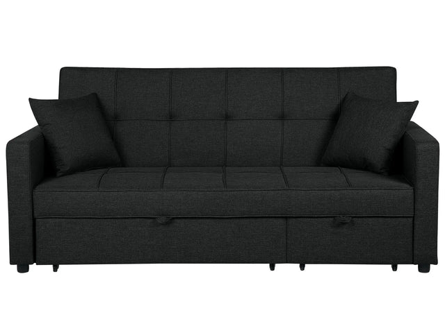 Sofa Bed Black Sleeping Function Modern Upholstered Beliani