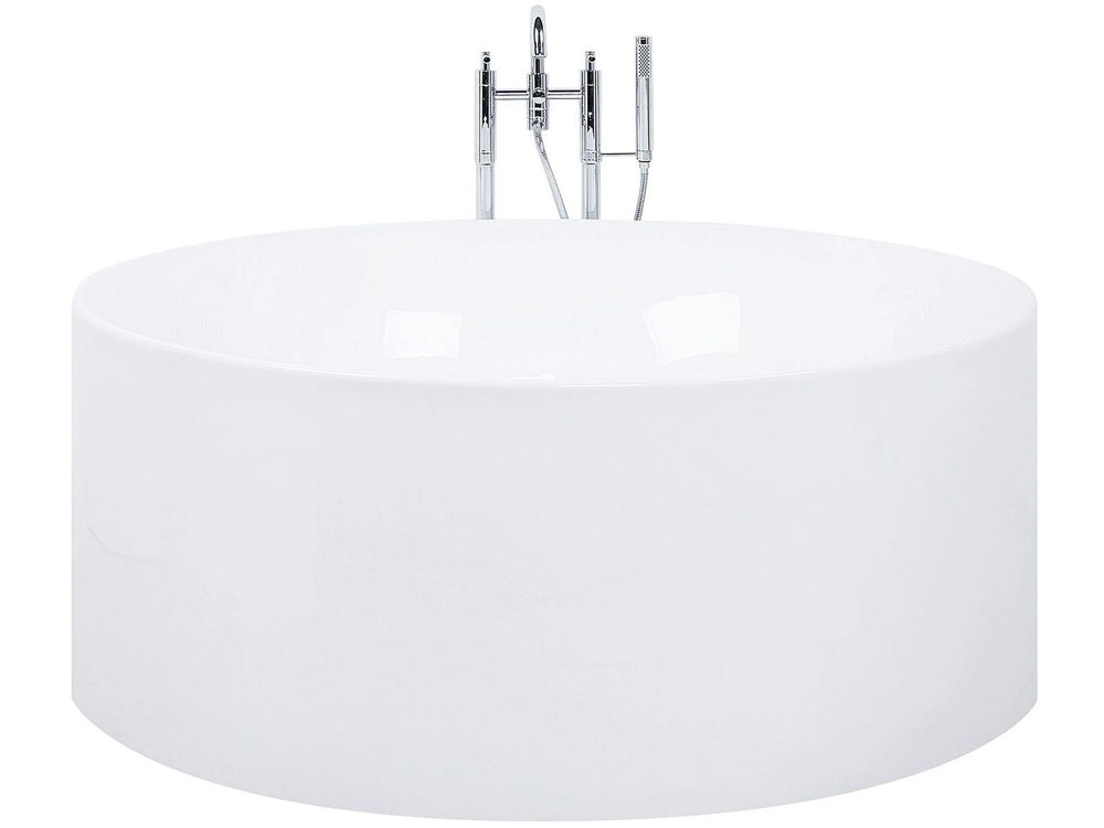 Freestanding Bath White Sanitary Acrylic Single 140 cm Round Modern Style Beliani