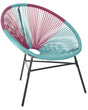 Garden Chair Blue with Pink PE Rattan Papasan Modern Beliani