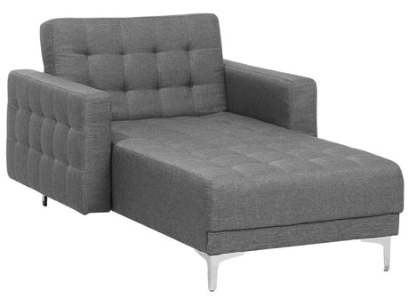 Modern Chaise Longue Grey Reclining Quilted Daybed Living Room Beliani