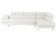 Corner Sofa White Faux Leather L-shaped 5 Seater Adjustable Headrests and Armrests Modern Living Room Couch Beliani