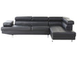 Corner Sofa Black Faux Leather L-shaped 5 Seater Adjustable Headrests and Armrests Modern Living Room Couch Beliani