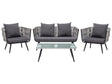 Garden Conversation Set Grey PE Rattan Outdoor 4 Seater with Coffee Table Cushions Beliani