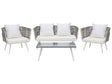Garden Conversation Set White PE Rattan Outdoor 4 Seater with Coffee Table Cushions Beliani