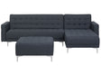 Corner Sofa Bed Dark Grey Tufted Fabric Modern L-Shaped Modular 4 Seater with Ottoman Left Hand Chaise Longue Beliani