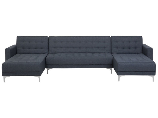 Corner Sofa Bed Dark Grey Tufted Fabric Modern U-Shaped Modular 5 Seater with Chaise Lounges Beliani