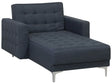 Chaise Lounge Dark Grey Tufted Fabric Modern Living Room Reclining Day Bed Silver Legs Track Arms Beliani