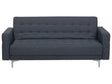 Sofa Bed Dark Grey Tufted Fabric Modern Living Room Modular 3 Seater Silver Legs Track Arm Beliani