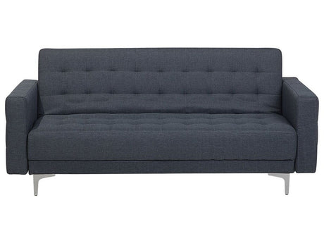 Sofa Bed Dark Grey Tufted Fabric Modern Living Room Modular 3 Seater Silver Legs Track Arm Beliani