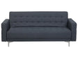 Sofa Bed Dark Grey Tufted Fabric Modern Living Room Modular 3 Seater Silver Legs Track Arm Beliani