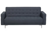 Sofa Bed Dark Grey Tufted Fabric Modern Living Room Modular 3 Seater Silver Legs Track Arm Beliani