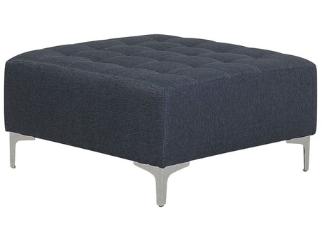 Ottoman Dark Grey Tufted Fabric Modern Living Rom Square Footstool Silver Legs Beliani