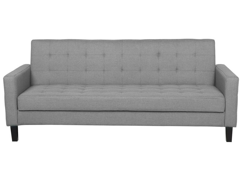 Sofa Bed Light Grey Fabric 3 Seater Click Clack Quilted Upholstery Beliani