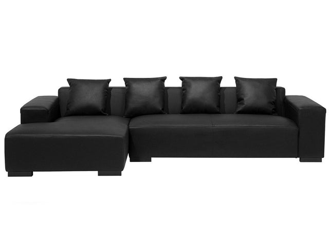 Corner Sofa Black Leather Modular Pieces Right Hand L-Shaped Beliani