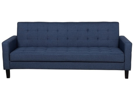 Sofa Bed Dark Blue Fabric 3 Seater Click Clack Quilted Upholstery Beliani